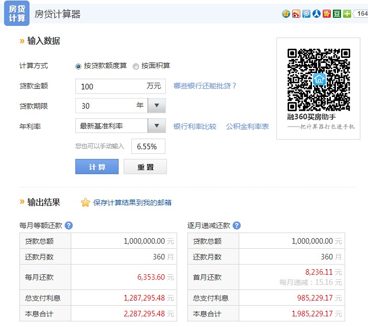 房贷利率计算器最新2014在线计算_商业贷款_