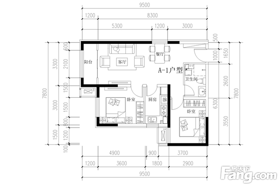 北京恒大翡翠华庭2室2厅1卫|84.50m2_大兴楼