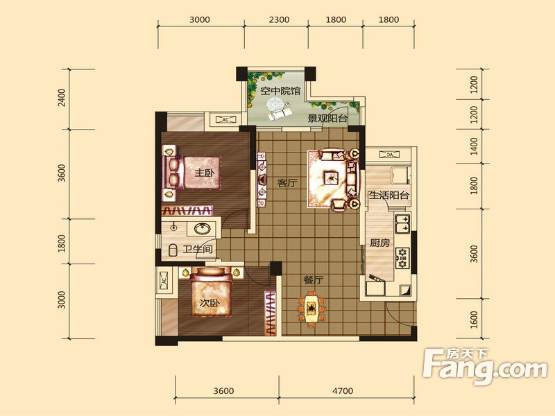 西苑6号2室2厅1卫|72.66m2_九龙坡楼盘户型图 - 融360