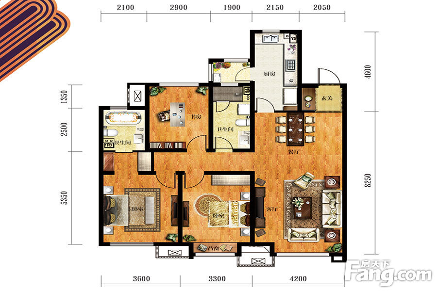 华润·幸福里3室2厅2卫|141.00m2户型图