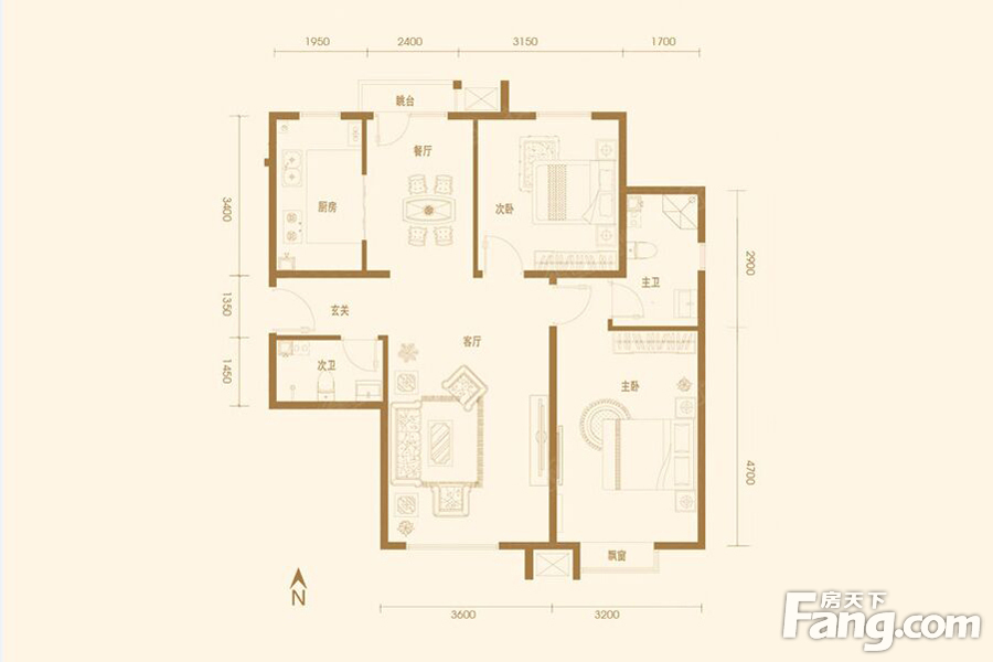 华城领秀2室2厅1卫|95.00m2_红桥楼盘户型图 - 融360