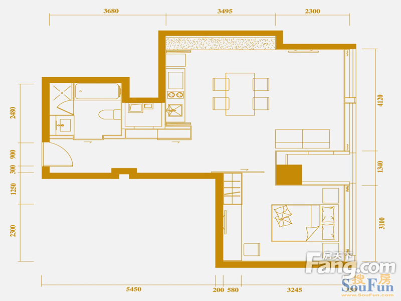 中央公馆1室1厅1卫|81.00m2户型图