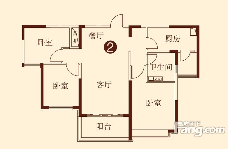 阿城恒大城3室2厅1卫|111.71m2户型图