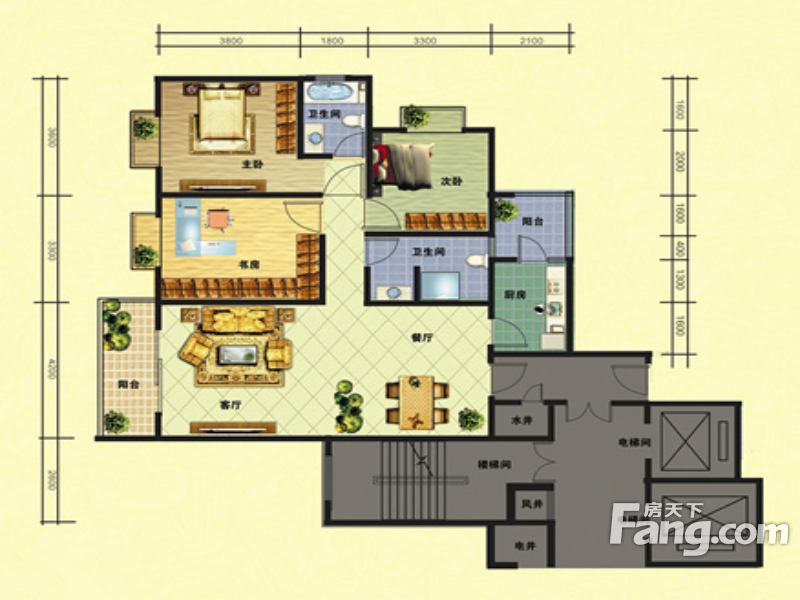 飞龙新苑3室2厅2卫|124.31m2户型图