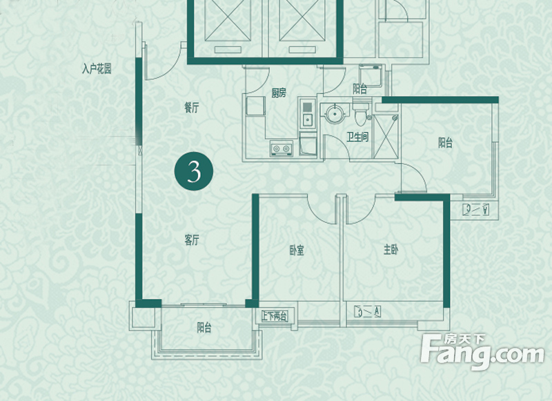 中信山语湖悦湖3室2厅1卫|89.00m2户型图