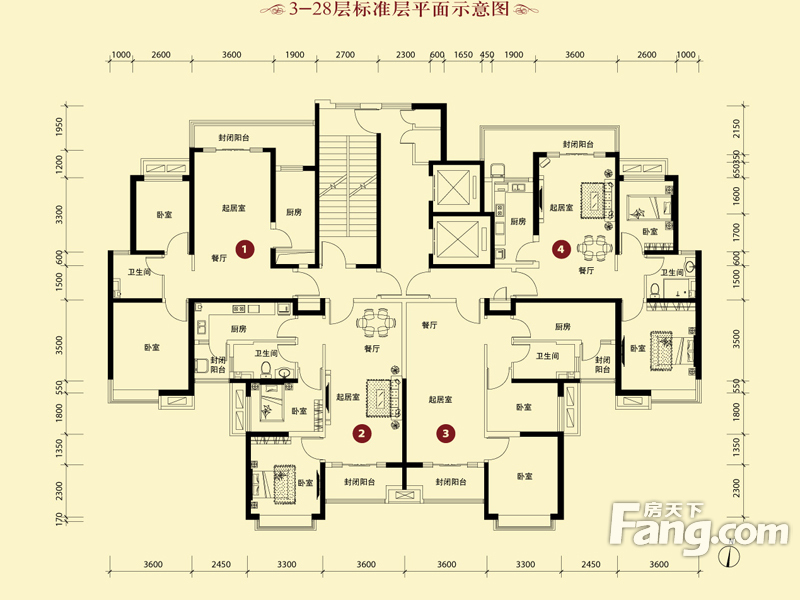 恒大御景半岛2室2厅1卫|91.98m2户型图