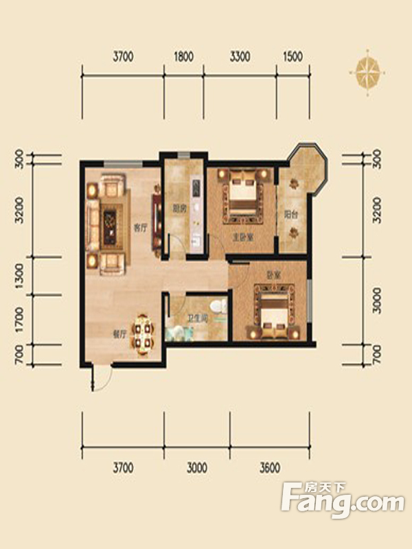 帝景公馆3室2厅2卫|140.77m2_清徐楼盘户型图 - 融360